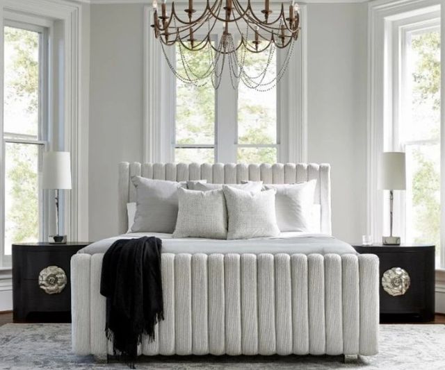 Bernhardt Silhouette White King Upholstered Panel Bed-3