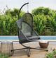 Furniture of America® Crush 2-Piece Black/Dark Gray Fabric/Metal Outdoor Swing Chair and Stand Set-1