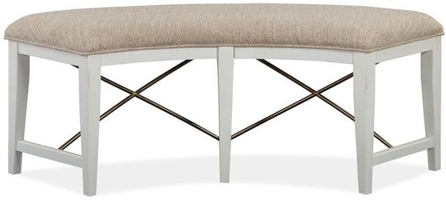 Magnussen Home® Heron Cove Chalk White Upholstered Curved Bench-0