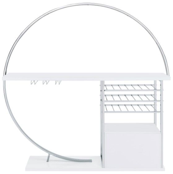 Coaster® Risley Chrome/Glossy White Bar Cabinet with LED-3