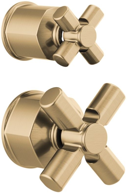 Brizo Invari® Brilliance® Luxe Gold® Pressure Balance Valve with Integrated Diverter Trim Cross Handle Kit-0