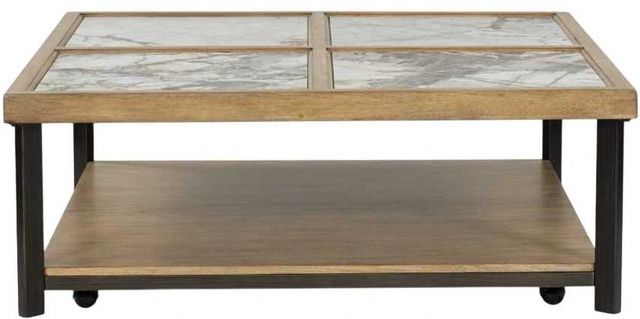 Signature Design by Ashley® Montia Stone Top Cocktail Table with Black Base-1
