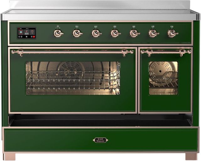Ilve® Majestic III 48" Emerald Green Pro Style Induction Range with Triple Glass Door and Copper Trim-2