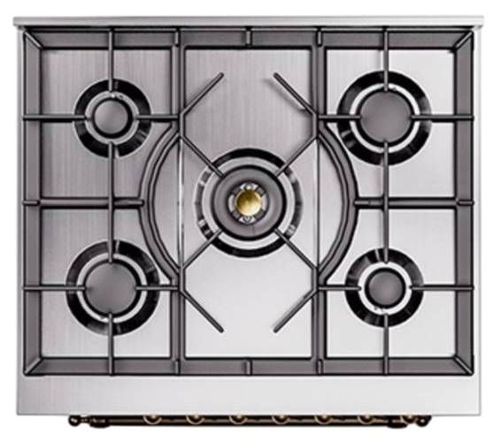 Ilve® Nostalgie II Noblesse 30'' Graphite Matte Pro Style Dual Fuel Range with Burnished Trim-2