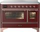 Ilve® Majestic III 48" Burgundy Pro Style Induction Range with Triple Glass Door and Copper Trim-0