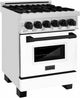 ZLINE Autograph Edition 24" Stainless Steel Pro Style Dual Fuel Range with White Matte Door and Matte Black Accents-4