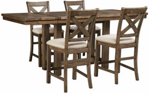 Timm 5-Piece Grayish Brown Counter Height Dining Table Set Timm 5-Piece Grayish Brown Counter Height Dining Table Set