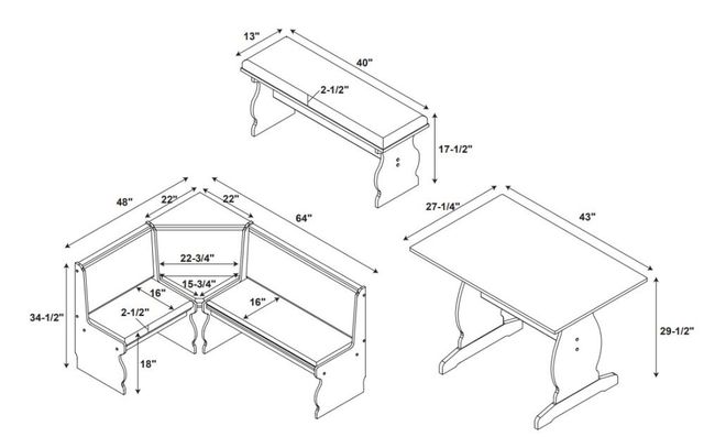 Linon Sierra 5-Piece Natural Dining Nook Set-1