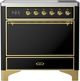 Ilve® Majestic III 36" Glossy Black Pro Style Induction Range with Solid Door and Brass Trim-0