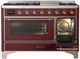 Ilve® Majestic III 48" Burgundy Pro Style Dual Fuel Natural Gas Range with Triple Glass Door and Copper Trim-3