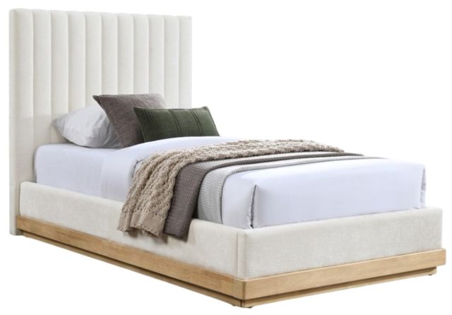 Meridian Furniture Emmet Cream/Natural Twin Upholstered Panel Bed-0