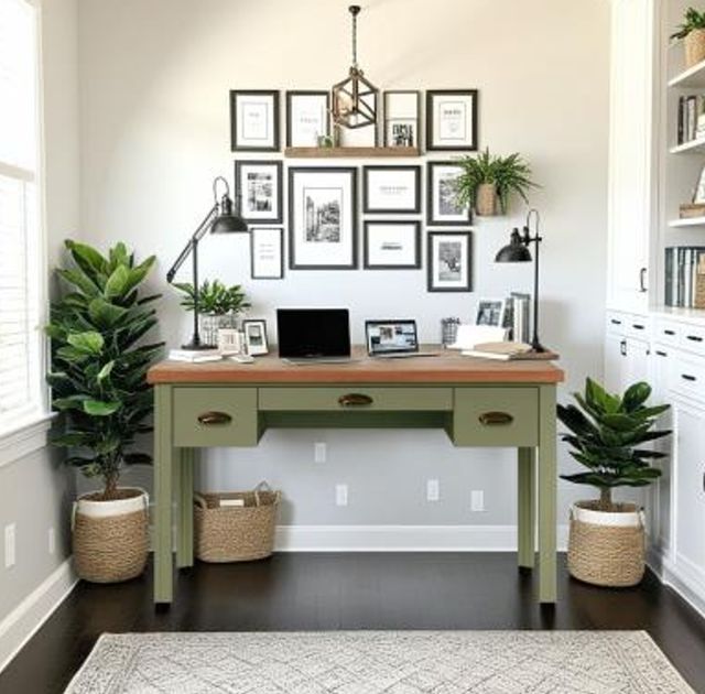 Legends Home Vineyard Fruitwood/Sage Green Writing Desk-1