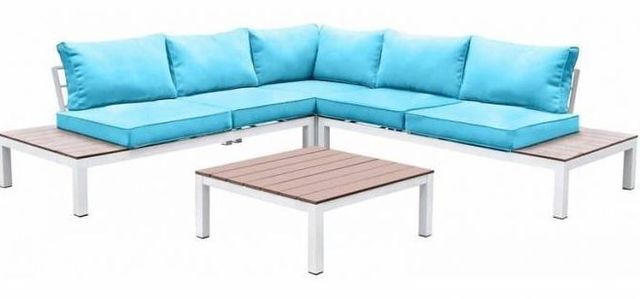 Furniture of America® Winona White/Oak/Blue Patio Loveseat