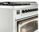 Ilve® Nostalgie II Noblesse 48'' White Pro Style Dual Fuel Range with Burnished Trim-4