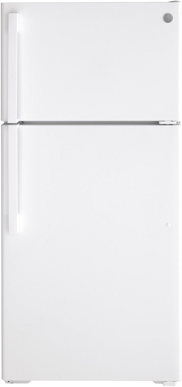 GE® 28" 15.6 Cu. Ft. ENERGY STAR® Right Swing White Top Freezer Refrigerator-0