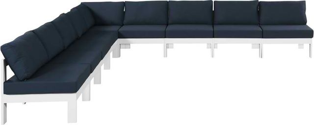 Meridian Furniture Nizuc 9-Piece Navy Outdoor Patio Modular Sectional Set-0