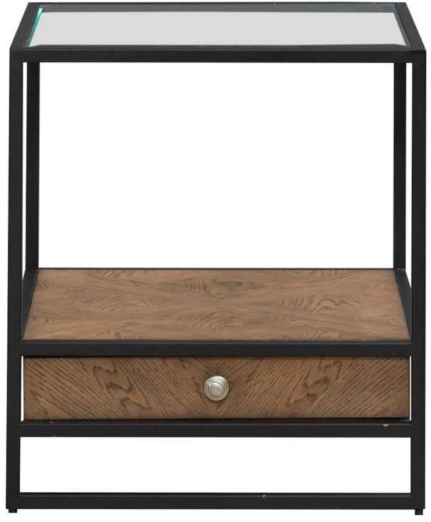 Liberty Furniture Bedford Glass Top End Table with Black/Weathered Oak Base-2