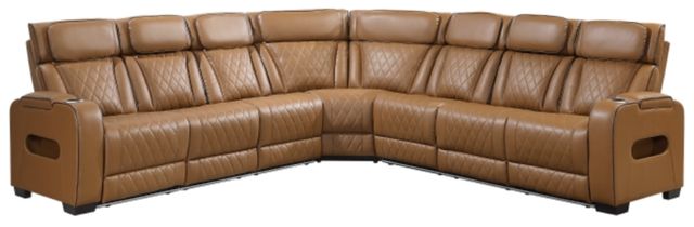 Homelegance® Fairway 3-Piece Brown Power Reclining Sectional with Center Drop-Down Cup Holders-0