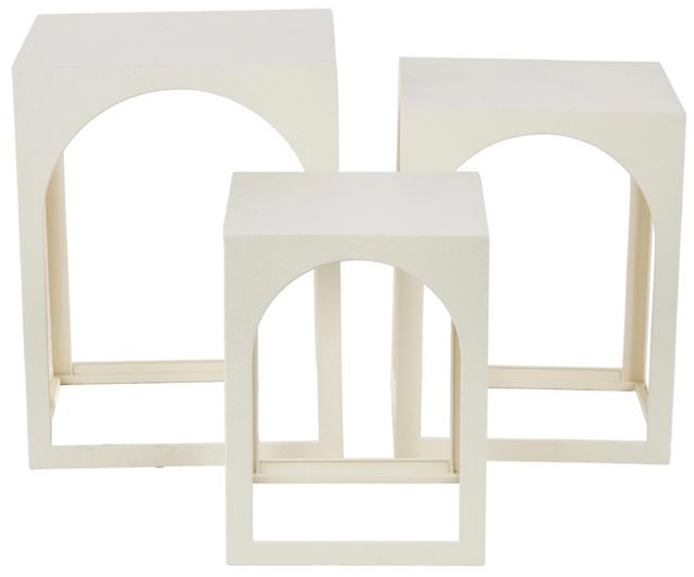 Deco Marche 3-Piece White Nested Side End Accent Table with Arched Cutouts-1