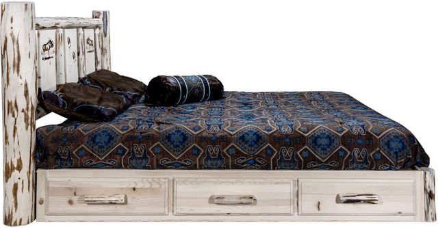 Montana Woodworks® Montana Collection Ready to Finish King Platform Storage Bed with Laser Engraved Moose Design-2