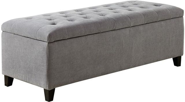 Olliix by Madison Park Grey Shandra Tufted Top Storage Bench-1