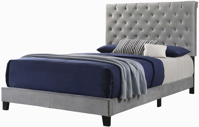 Coaster® Warner Grey Queen Upholstered Bed-0