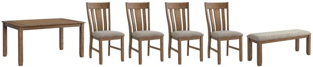 Elements International Everett 6-Piece Brown Acacia/Grey Standard Height Dining Set-0