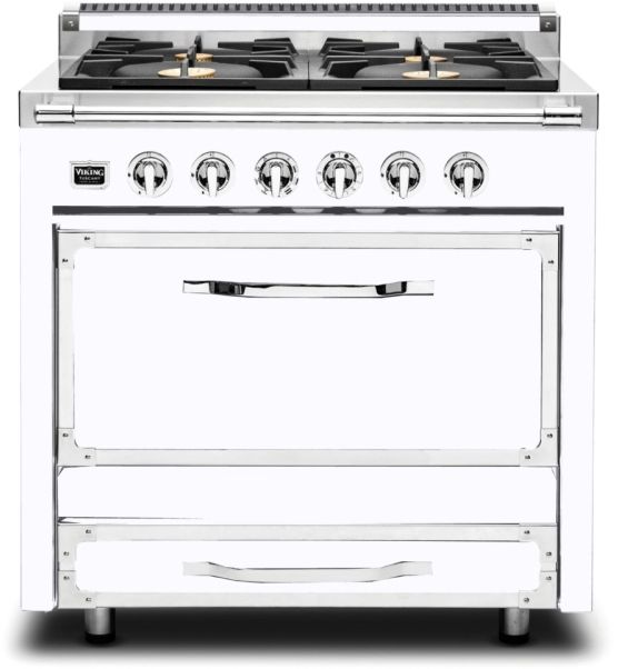 Viking® Tuscany 36" White Pro Style Dual Fuel Natural Gas Range-0