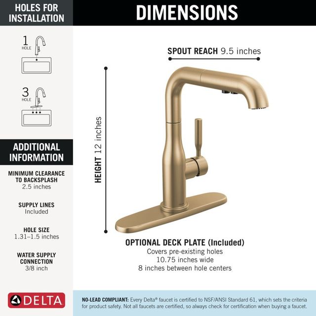 Delta Almari™ Champagne Bronze Single Handle Pull-Out Kitchen Faucet-2