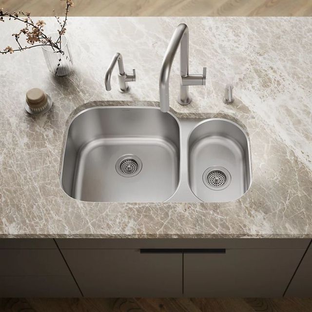 KOHLER® Undertone® Stainless Steel 30.75" Undermount Double-Bowl Kitchen Sink-1
