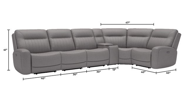Kate Preston Home 6pc Grey Power Headrest, Lumbar Reclining Sectional with Zero Gravity and Massage-KITKM.888 TAHOE LIGHT GREY-1