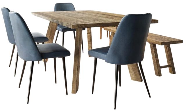 Jofran Inc. Reclamation Salvaged 6-Piece Brown/Madox Blueberry Dining Set-0