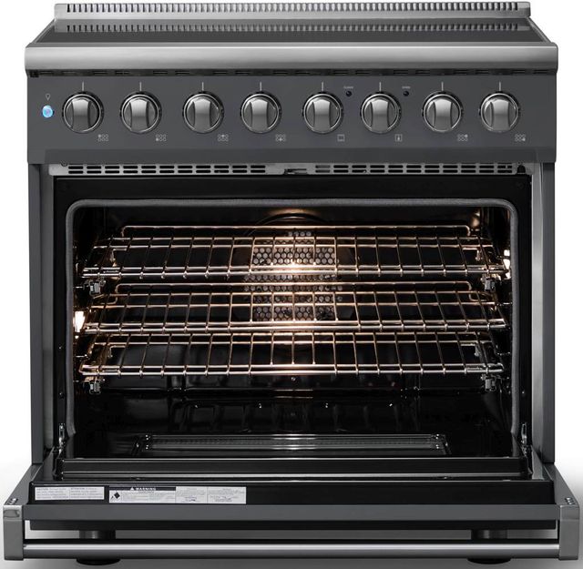 Viking® 5 Series 36" Cast Black Pro Style Induction Range with Polished Chrome Trim-1