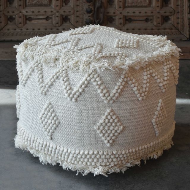 Uttermost® Uriah Soft Ivory Pouf-1