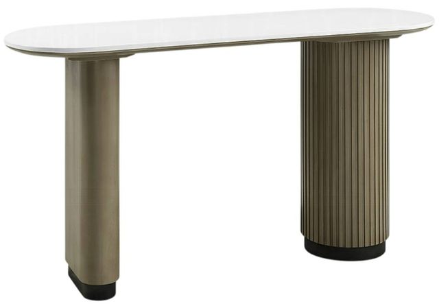 ACME Furniture Clayten White Sofa Table with Light Oak Base-0