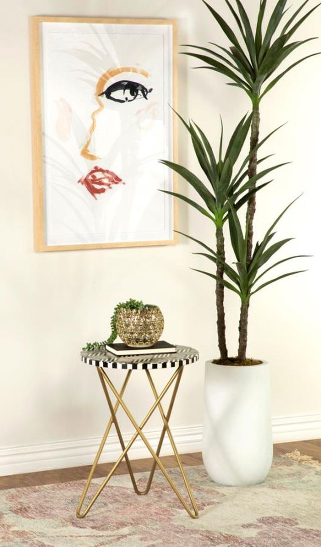 Coaster® Xenia Black and White Accent Table with Gold Hairpin Leg-1