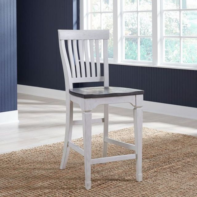 Liberty Furniture Allyson Park Charcoal/Wirebrushed White Counter Slat Back Chair-1
