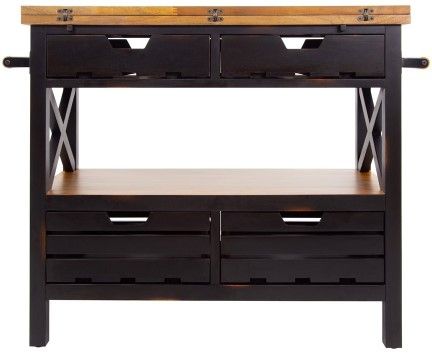 YHD Cassidy Black Kitchen Island-2