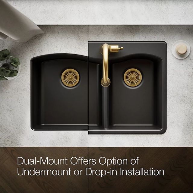 KOHLER® Kennon® Matte Black 33" Top/Undermount Double-Bowl Kitchen Sink-4