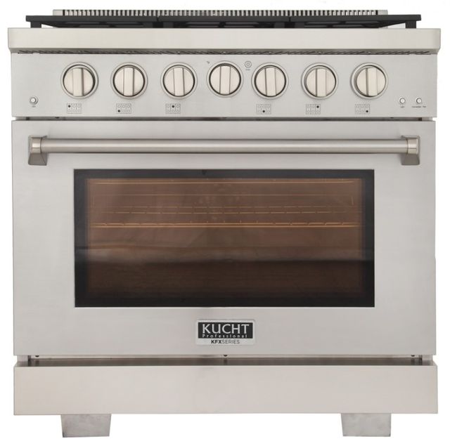 Kucht Professional KFX Series 36" Stainless Steel Pro Style Liquid Propane Gas Range with True Simmer Burners-0