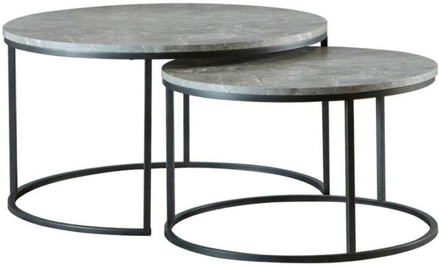 Coaster® Lainey 2-Piece Grey Faux Marble Nesting Table with Gunmetal Base-0