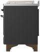 Ilve® Majestic III 48" Graphite Matte Pro Style Dual Fuel Liquid Propane Range with French Top and Burnished Trim-3