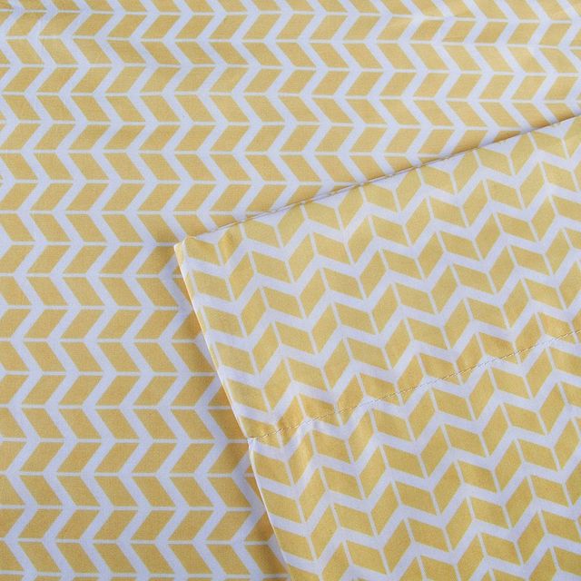 Olliix by Intelligent Design Yellow Full Chevron Printed Microfiber Sheet Set-0