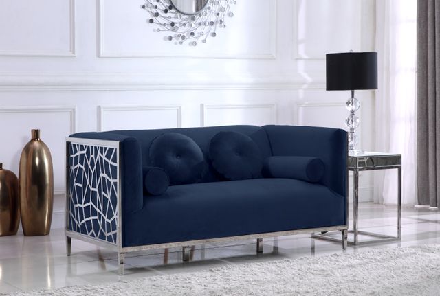 Meridian Furniture Opal Navy Velvet Loveseat-1