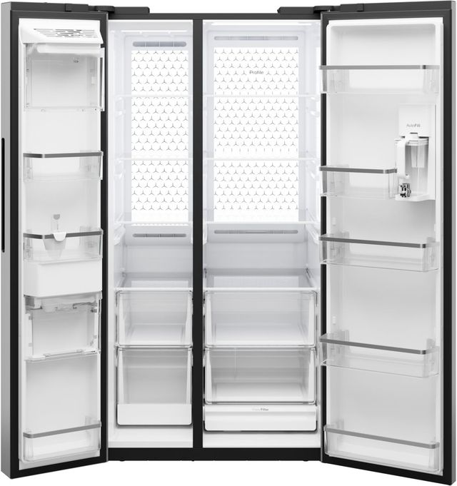 GE Profile™ ENERGY STAR® 36" 28.4 Cu. Ft. Fingerprint Resistant Stainless Steel Side-By-Side Refrigerator with Dual-Dispense AutoFill Pitcher and CustomSize™ Ice-1