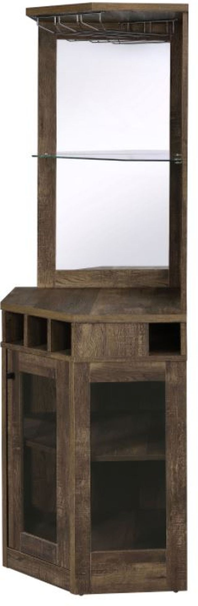 Coaster® Alviso Rustic Oak Corner Bar Cabinet with Stemware Rack-5