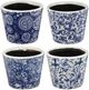 A & B Home Evelyn 4-Piece Blue/White Small Planter Set-0