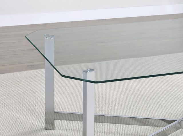 Coaster® Cronin Square Tempered Glass Top End Table with Chrome Base-4