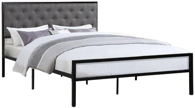 Milton Greens Stars Gray Queen Metal Platform Bed with Upholstered Headboard-0