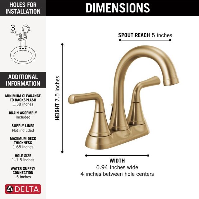 Delta Kayra® Champagne Bronze 2-Handle Tract-Pack Centerset Bathroom Faucet-1